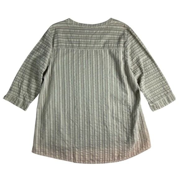 Focus Casual Life Green Preshrunk Textured Gauze Lagenlook Top w Zippers  Size L - Picture 2 of 7